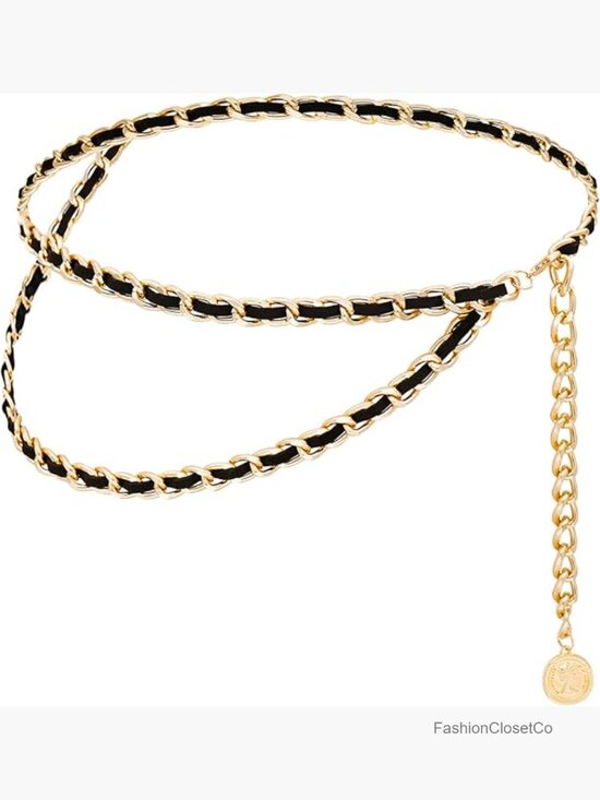 Layered Leather Waist Chain Belt for Dresses Jeans